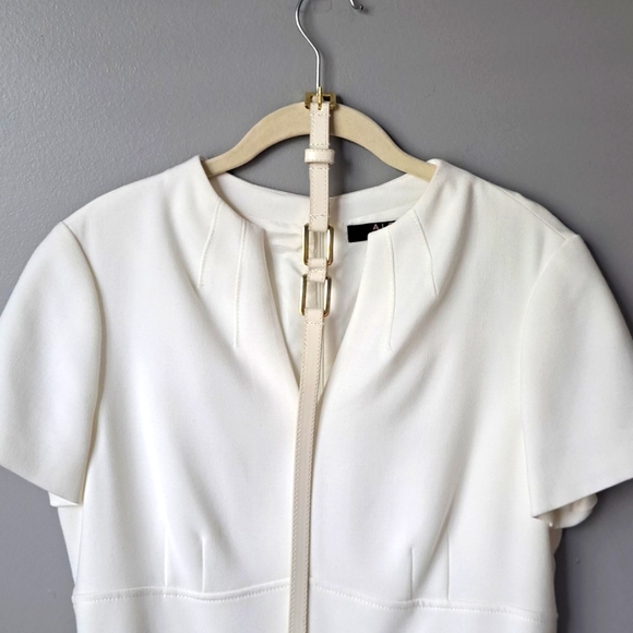 Alex Marie White Belted Dress Size 8 - Picture 9 of 12